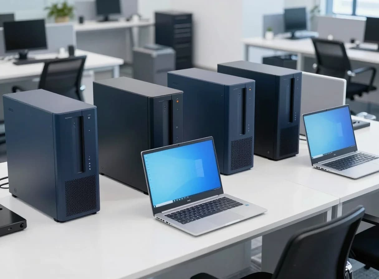 Business computer and network hardware prepared for deployment
